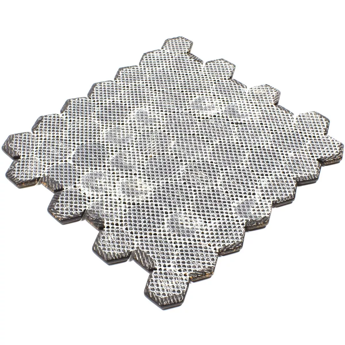 Sample Glass Mosaic Tiles Leopard Hexagon 3D Grey