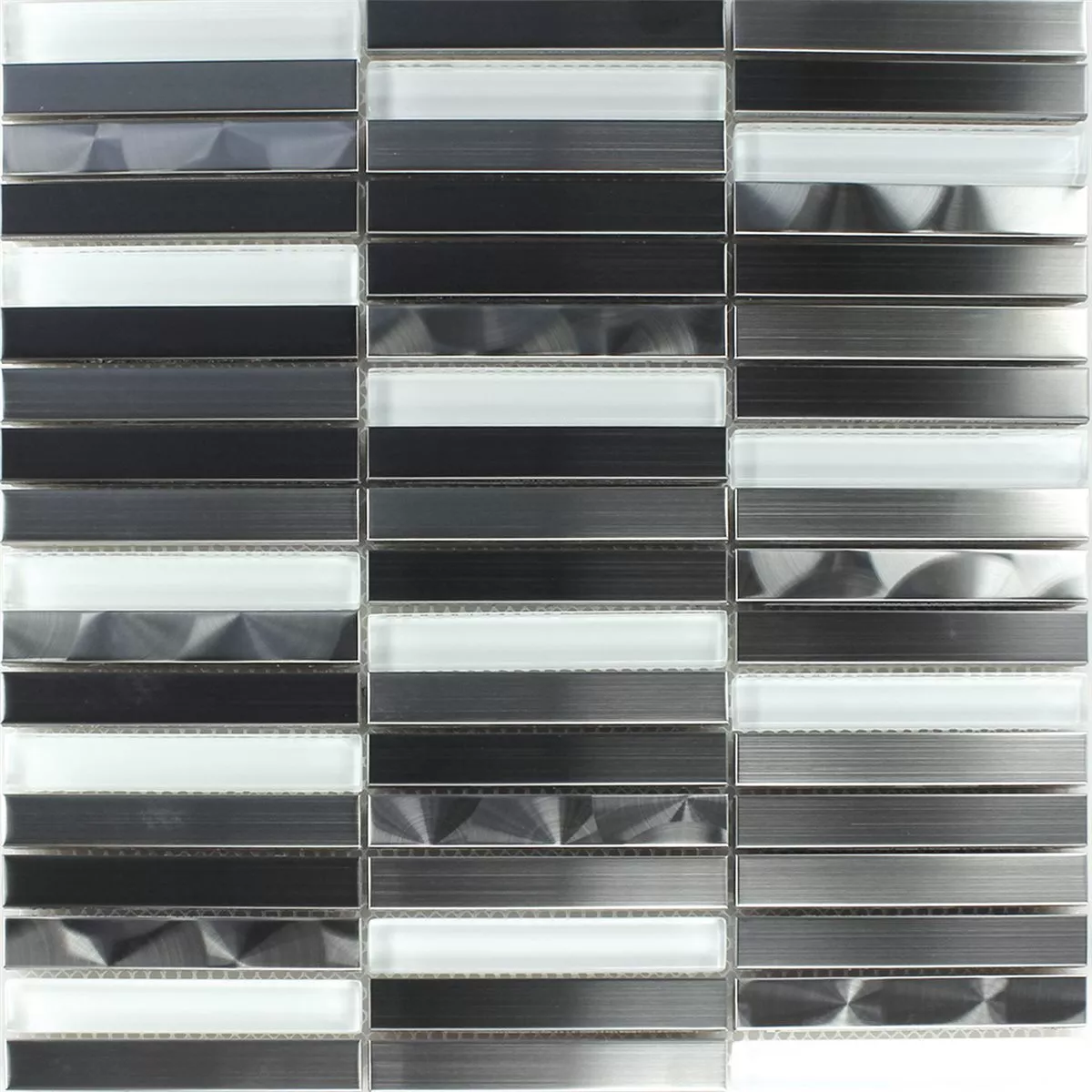 Sample Mosaic Tiles Glass Stainless Steel White Silver Sticks