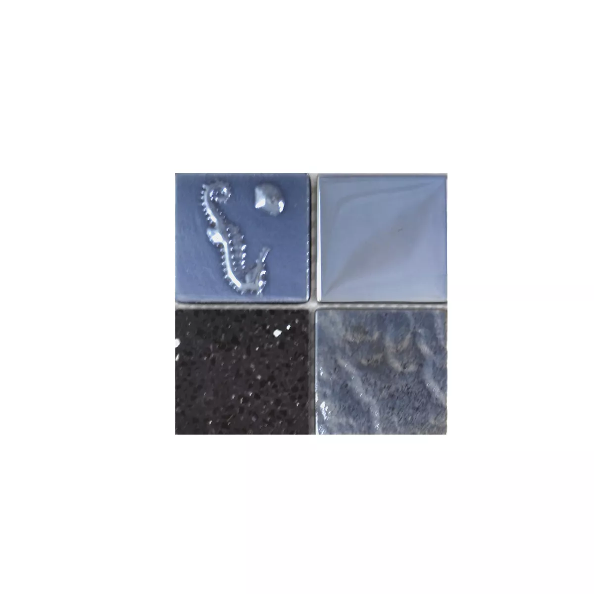 Sample Glass Stainless Steel Natural Stone Mosaic Emporia Black Silver