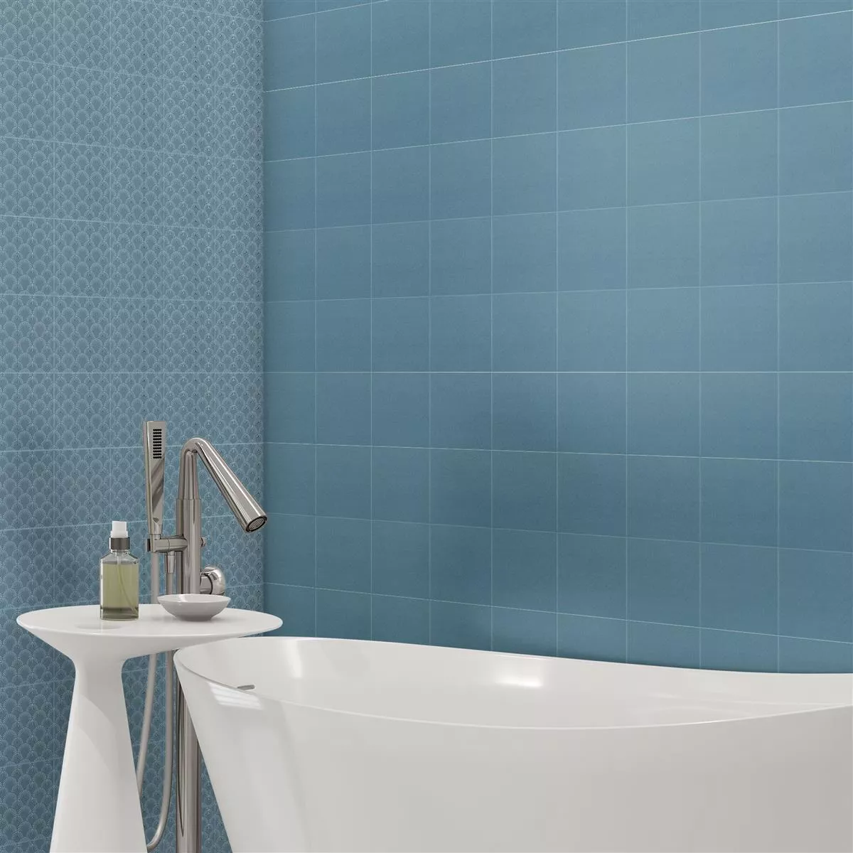 Sample Floor Tiles Cement Optic Wildflower Blue Basic Tile 18,5x18,5cm