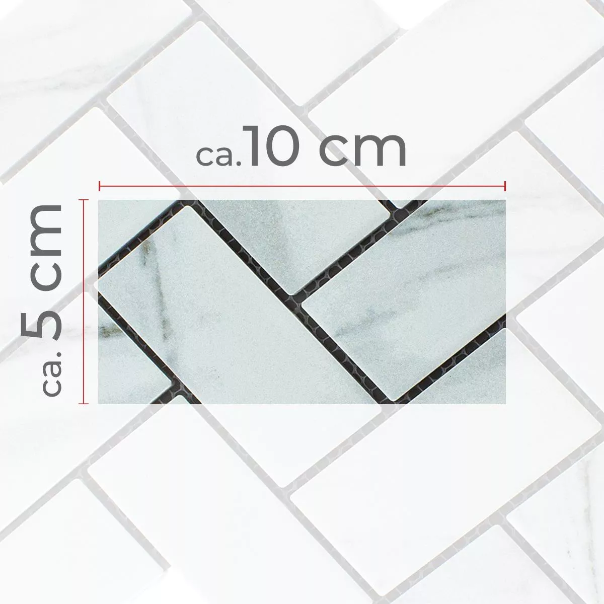 Sample Ceramic Mosaic Tiles Fernley Fish Bone Carrara Stone Optic Carrara