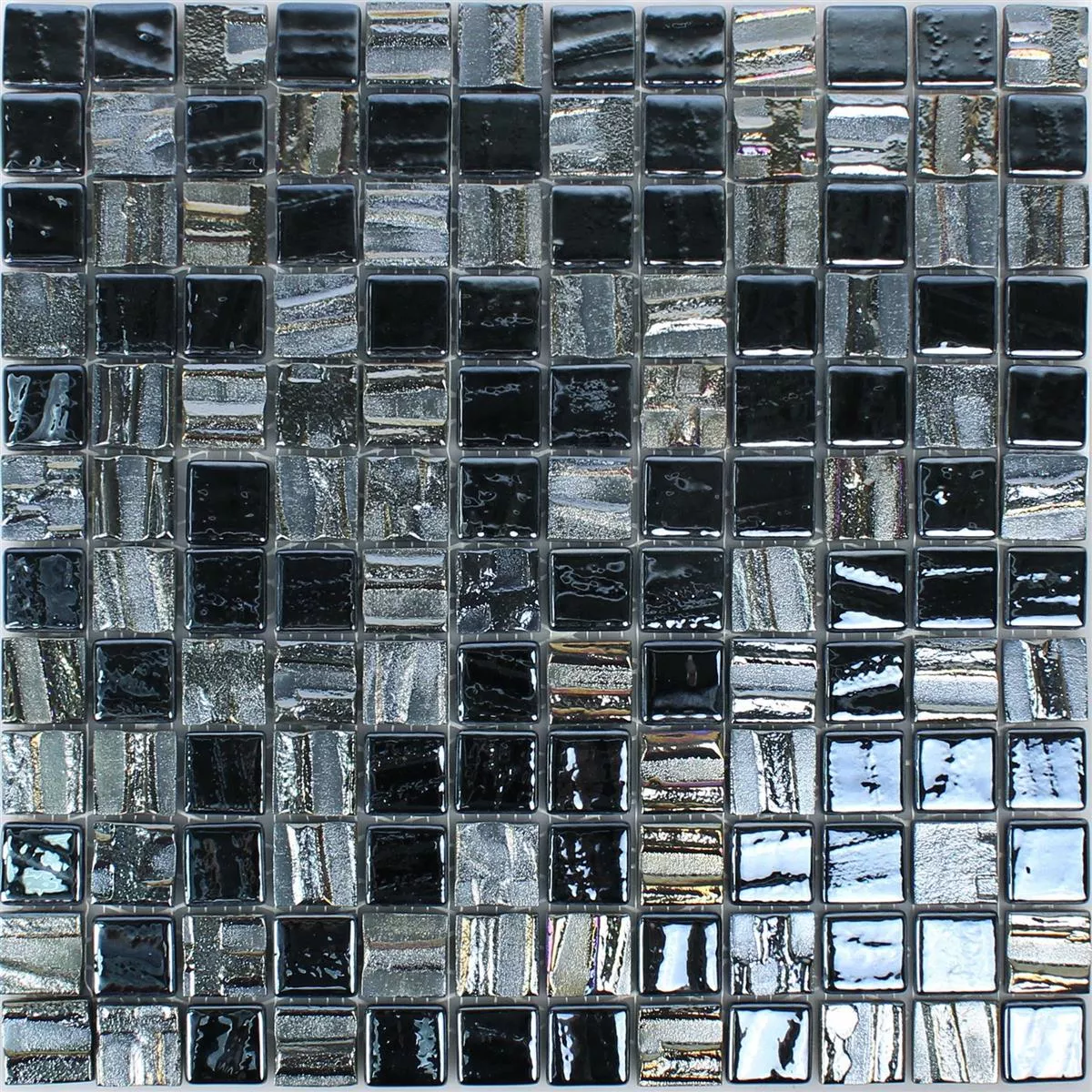 Sample Glass Mosaic Tiles Presley Black Metallic