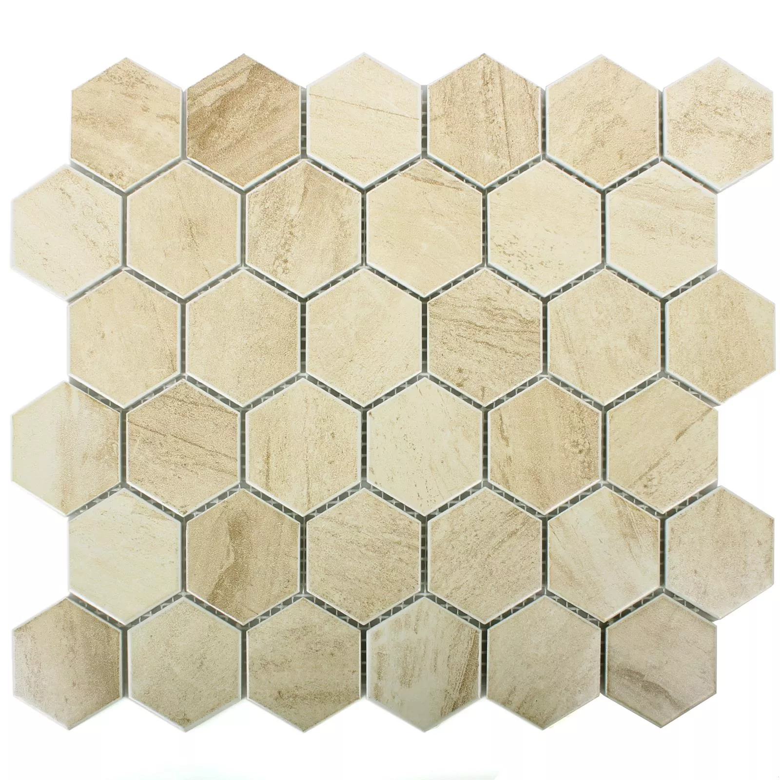 Sample Ceramic Beton Optic Mosaic Tiles Shepherd Hexagon Beige