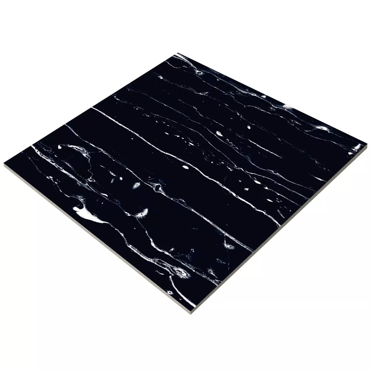 Floor Tiles Corinaldo Marble Optic Black Glossy Polished 60x60cm