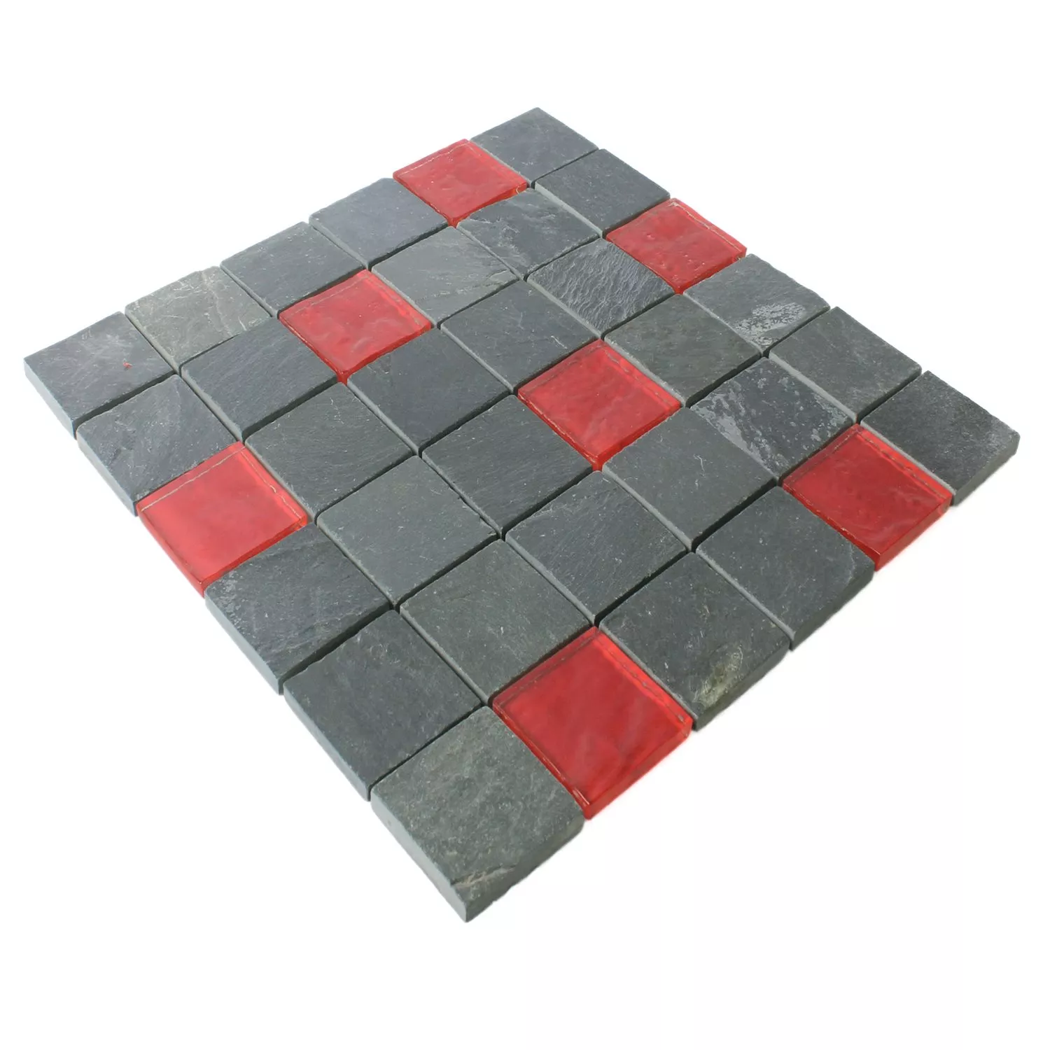 Sample Mosaic Tiles Dragon Slate Glass Mix Black Red