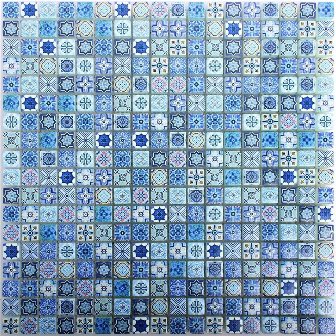 Glass Mosaic Tiles Marrakech Blue