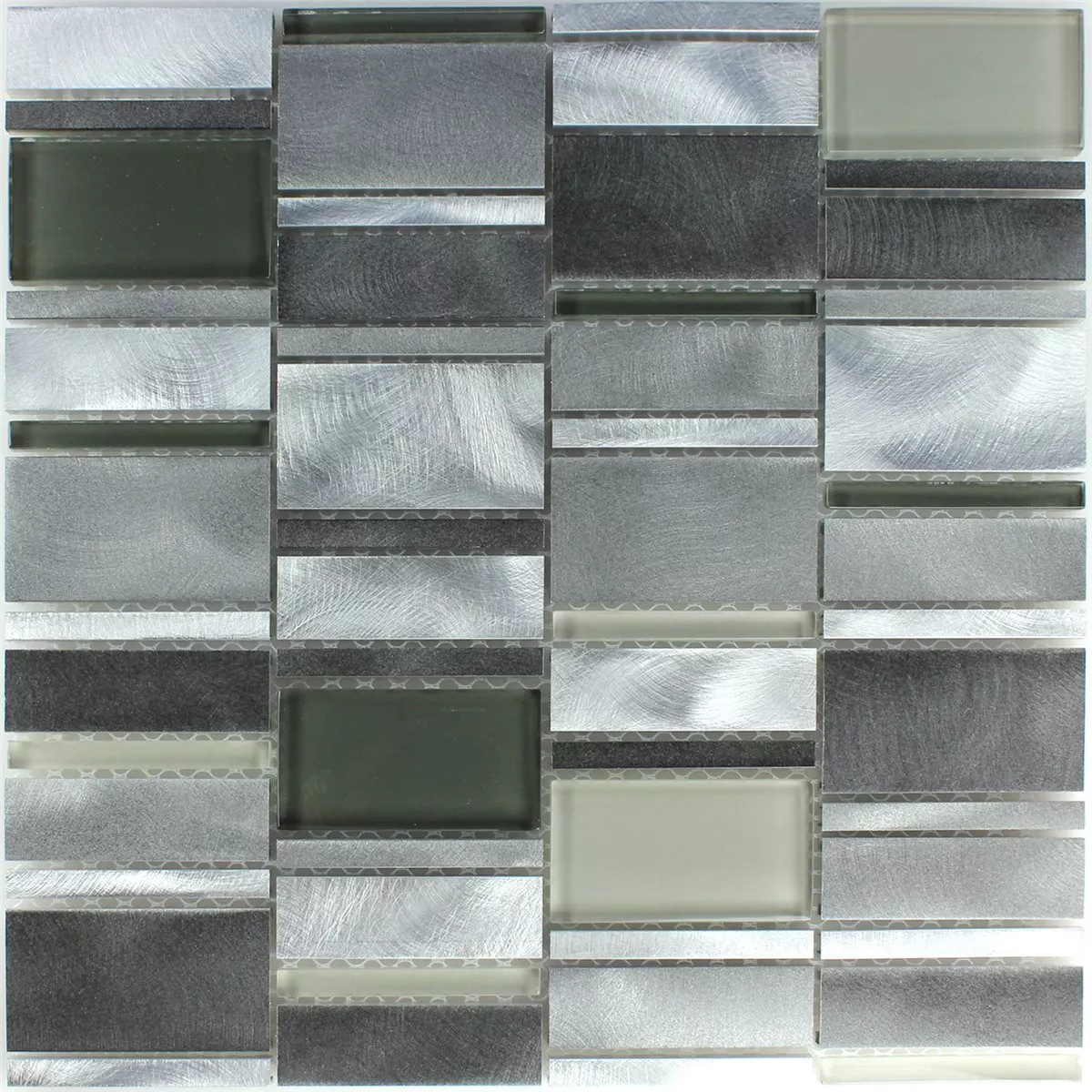 Mosaic Tiles Alu Metal Glass Grey Silver