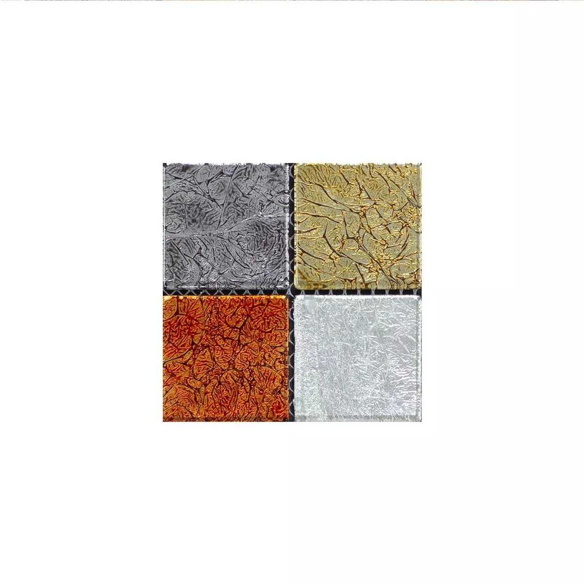 Sample Glass Mosaic Tiles Curlew Red Brown Silver Q48 4mm 