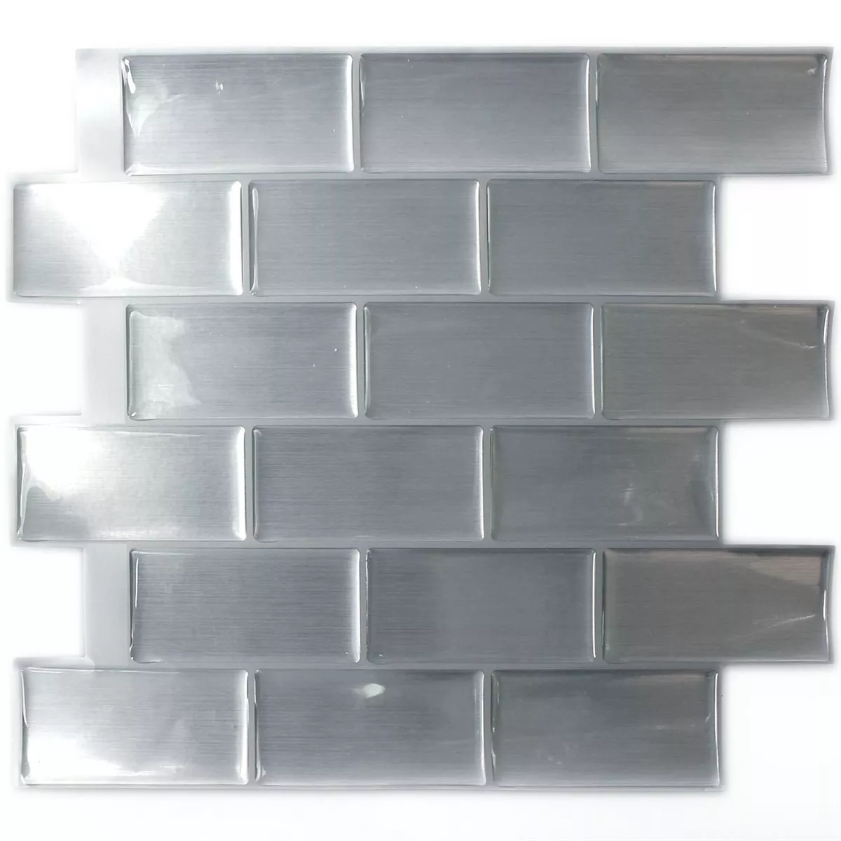 Mosaic Tiles Vinyl Stainless Steel Optic Silver