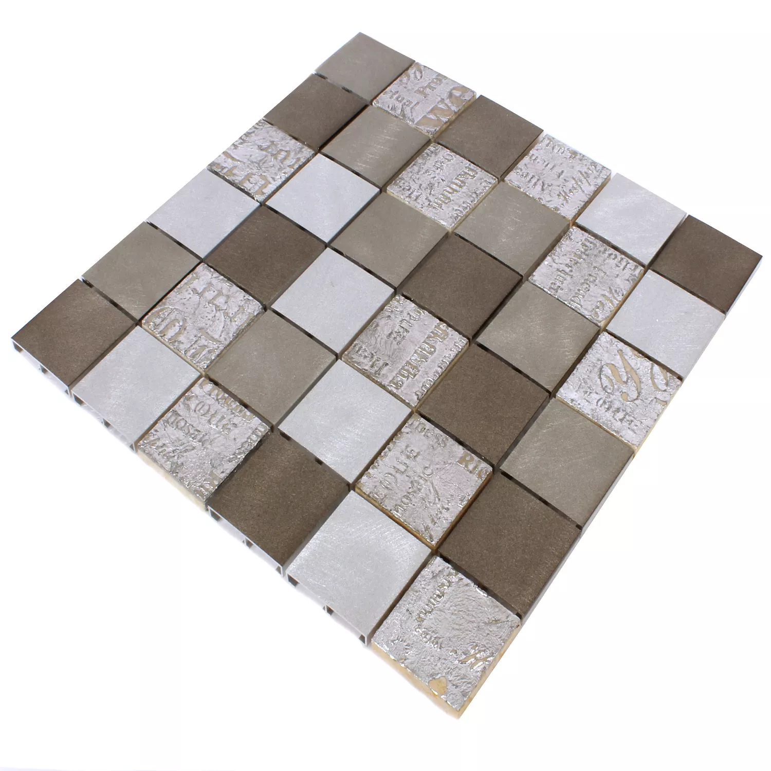 Sample Mosaic Tiles Metal Natural Stone Parole Brown Silver