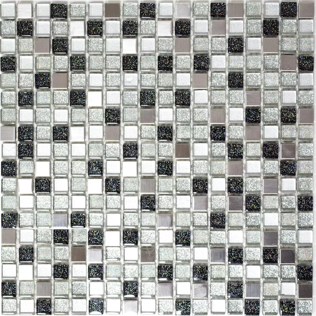 Glass Stainless Steel Metal Mosaic Tiles Silver Black