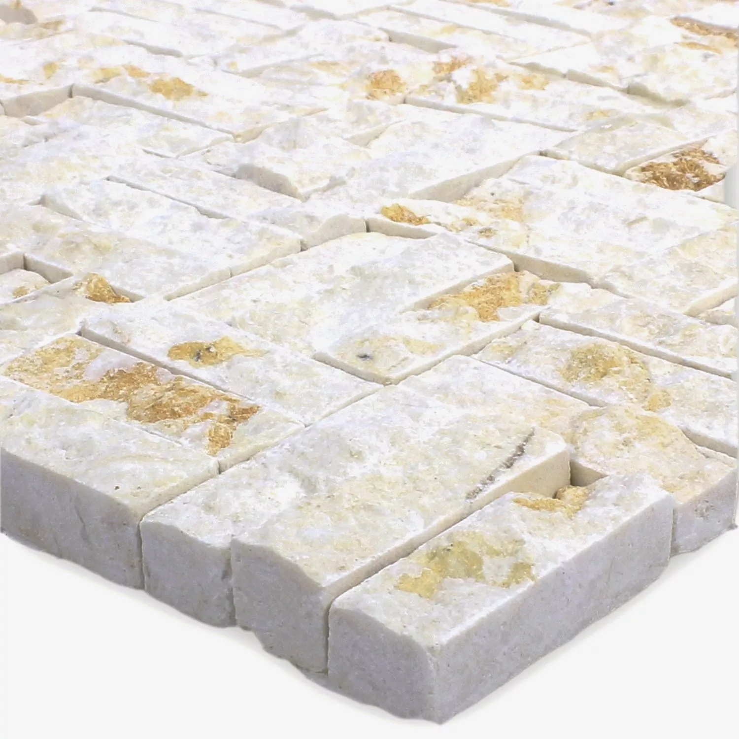 Mosaic Tiles Natural Stone Parkett Splitface 3D Beige Mosaic Tiles Natural Stone Parkett Splitface 3D Beige