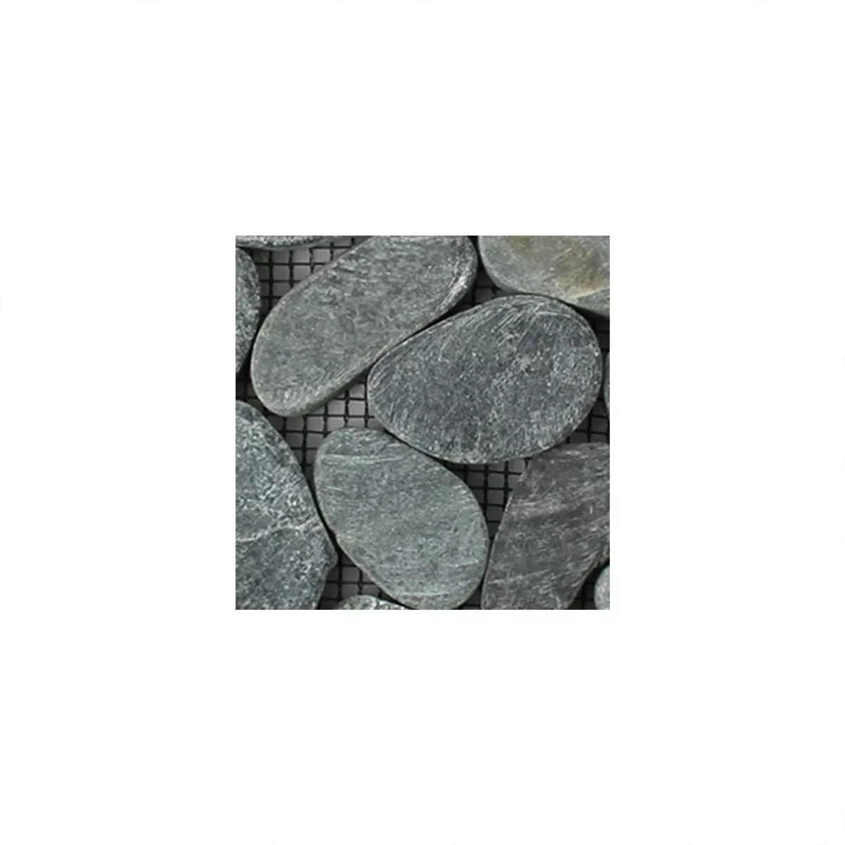 Sample Mosaic Tiles River Pebbles Cut Black