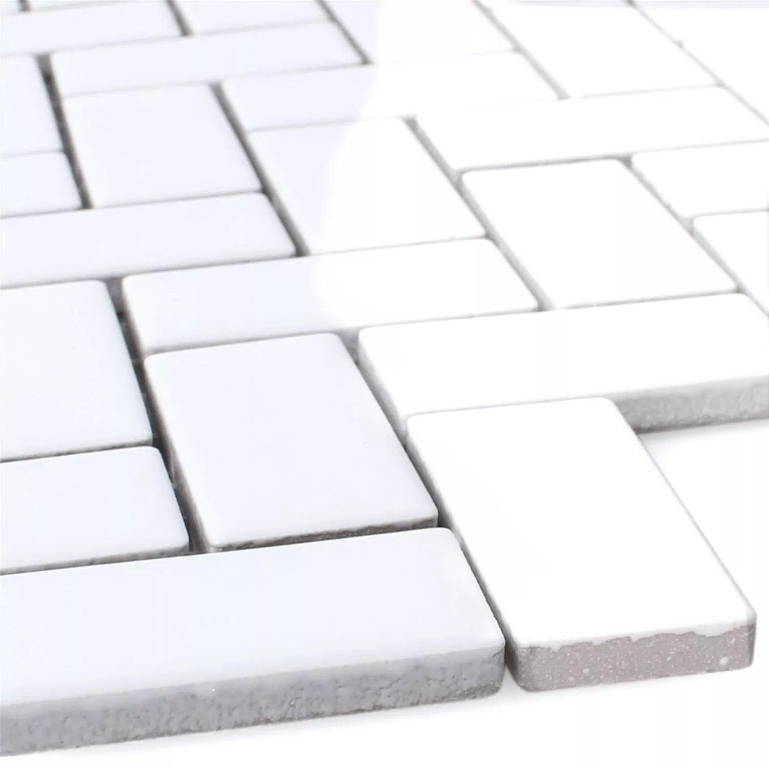 Sample Mosaic Tiles Ceramic Casillas White Glossy