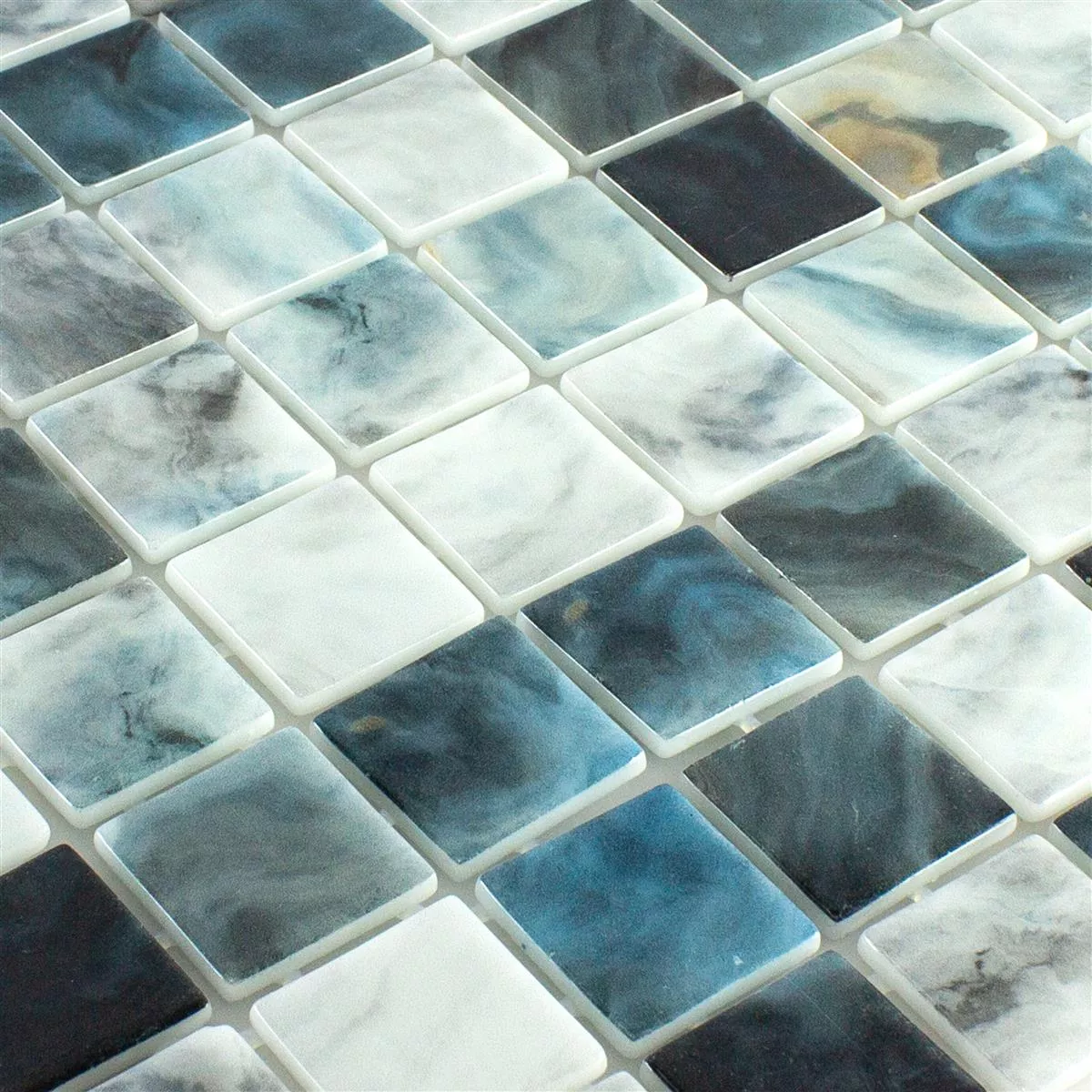 Glass Mosaic Swimming Pool Baltic Blue Grey 38x38mm