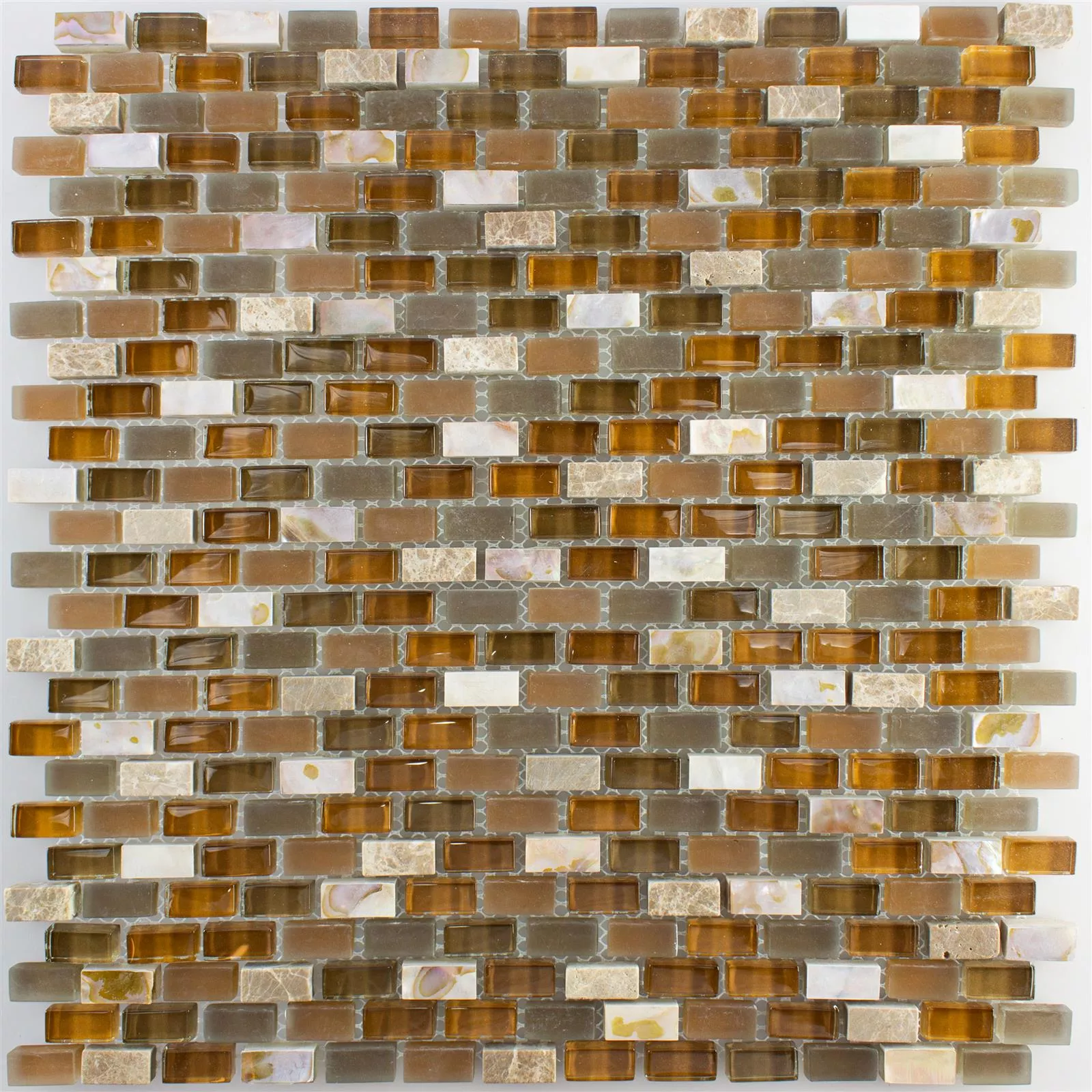 Glass Natural Stone Nacre Mosaic Tile Admiral Brown