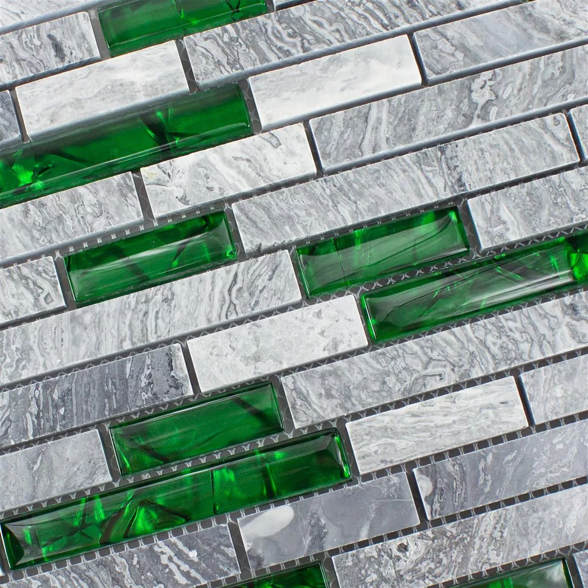 Sample Glass Natural Stone Mosaic Tiles Sinop Grey Green Brick