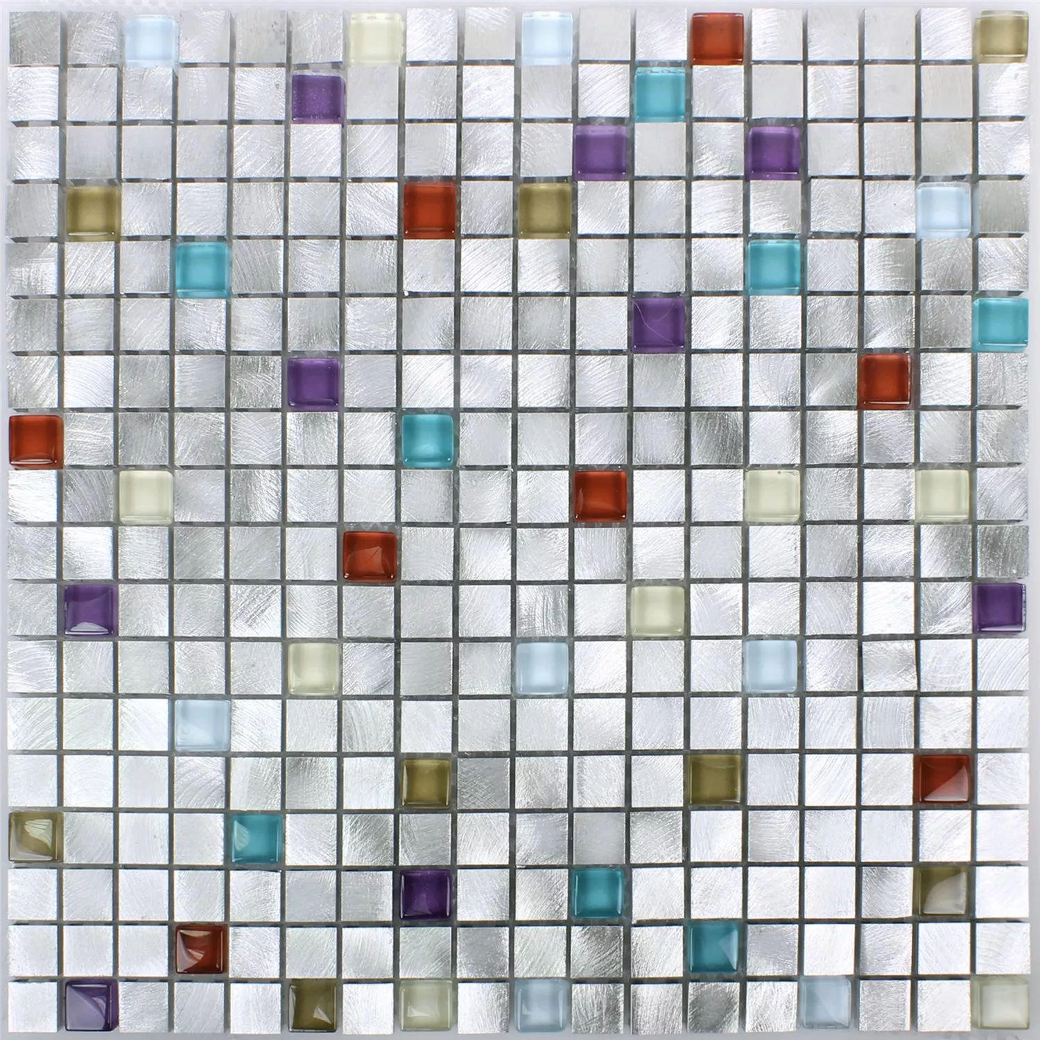Mosaic Tiles Lissabon Aluminium Glass Mix Colored