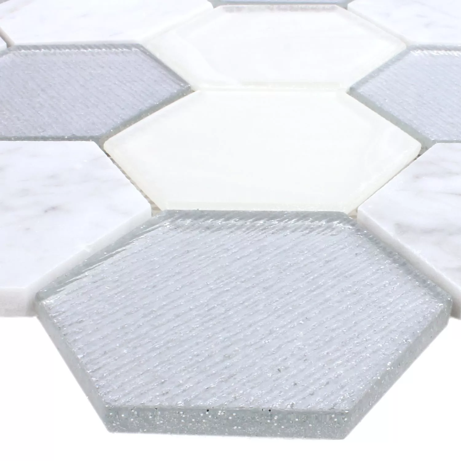 Mosaic Tiles Hexagon Lipari Silver Grey