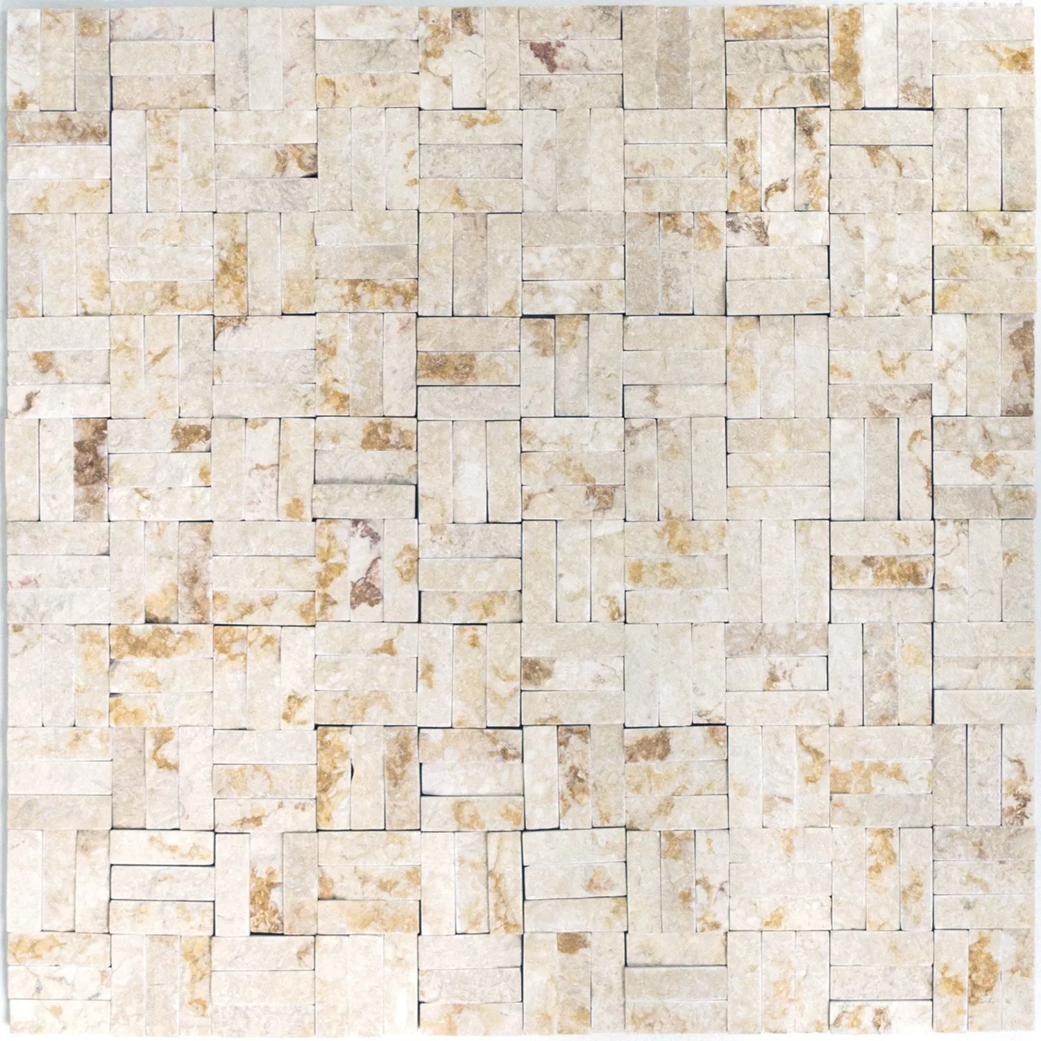 Sample Mosaic Tiles Natural Stone Parkett Splitface 3D Beige