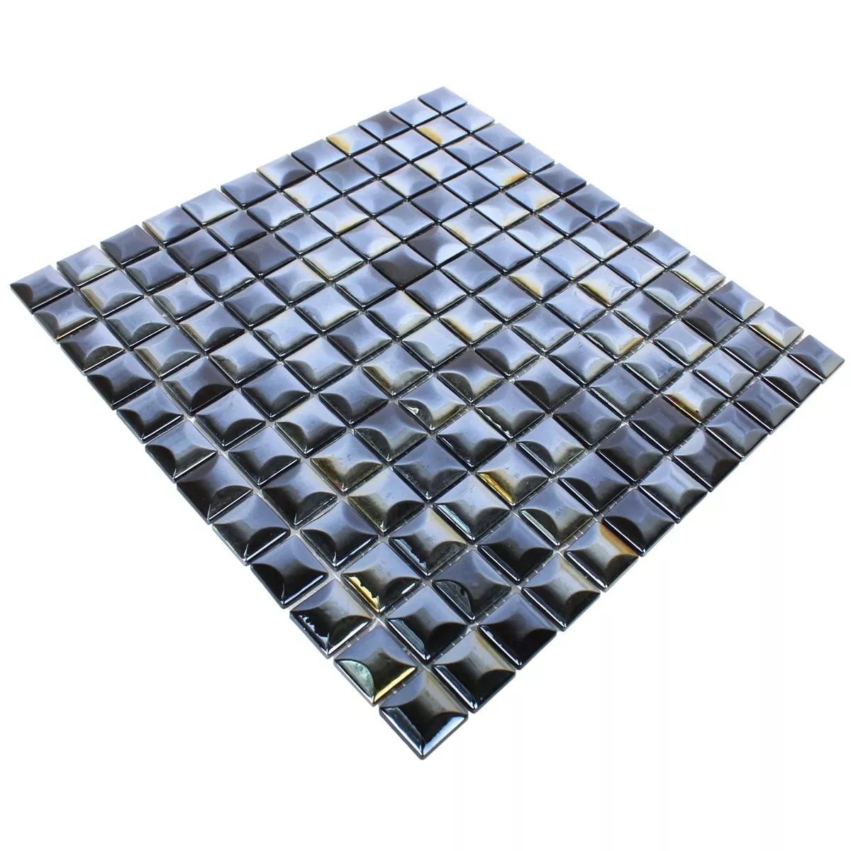 Sample Glass Mosaic Tiles Monrovia Black 3D Metallic