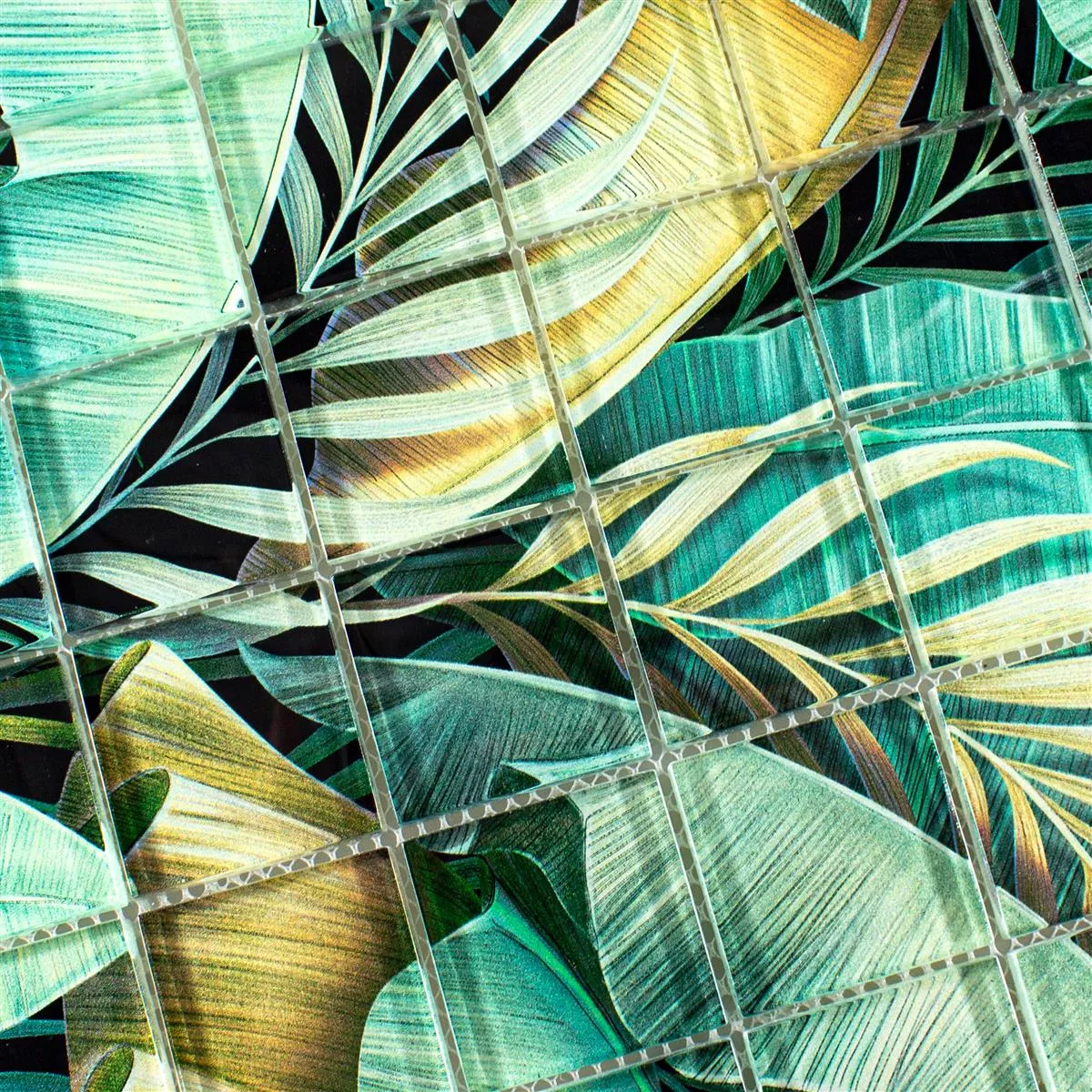 Glass Mosaic Tiles Pittsburg Flower Optics Green Brown