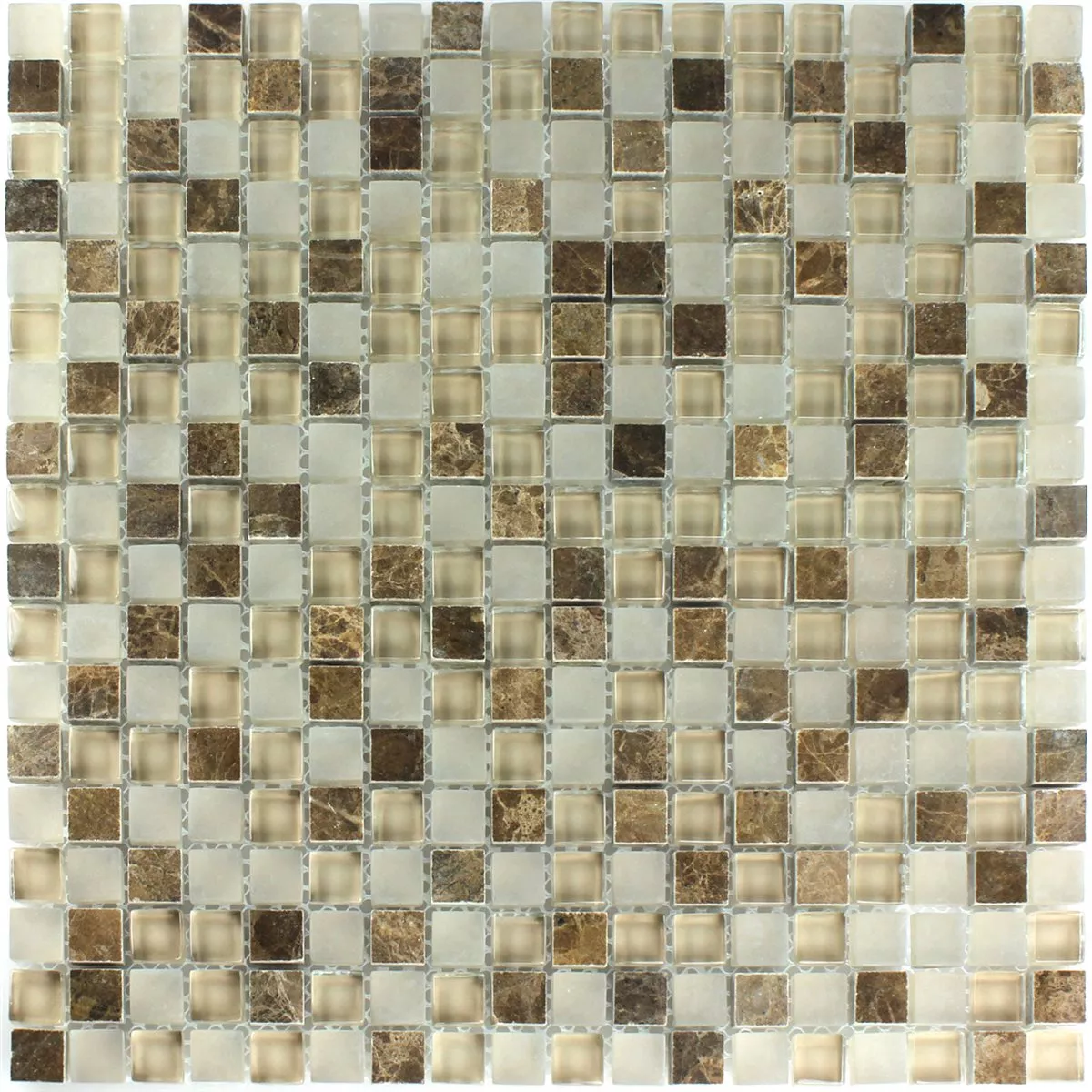 Mosaic Tiles Glass Marble Quebeck Brown 15x15x8mm