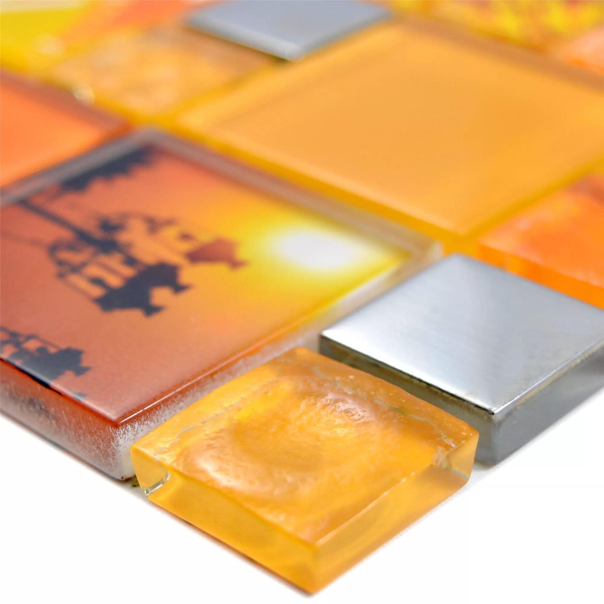 Glass Mosaic Tiles Nemesis Orange Silver Glass Mosaic Tiles Nemesis Orange Silver