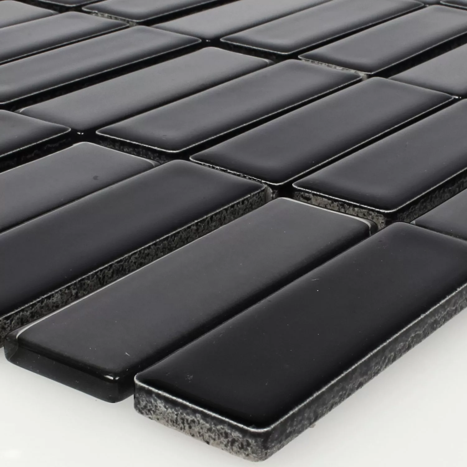 Sample Ceramic Glass Mosaic Tiles Romana Black Mat