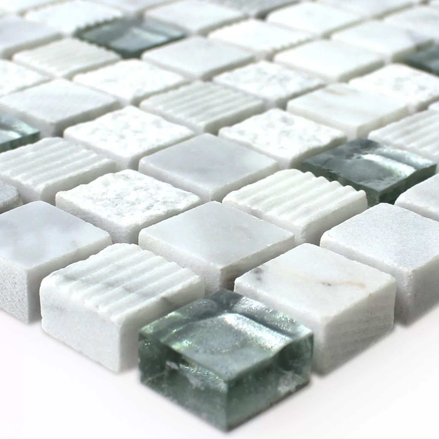 Mosaic Tiles Glass Natural Stone Yukon White