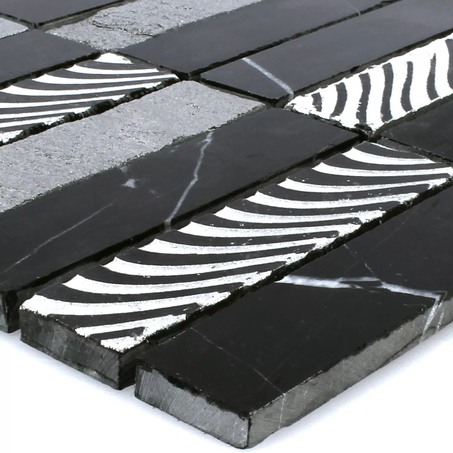 Natural Stone Mosaic Tiles Carving Black Grey Silver Natural Stone Mosaic Tiles Carving Black Grey Silver