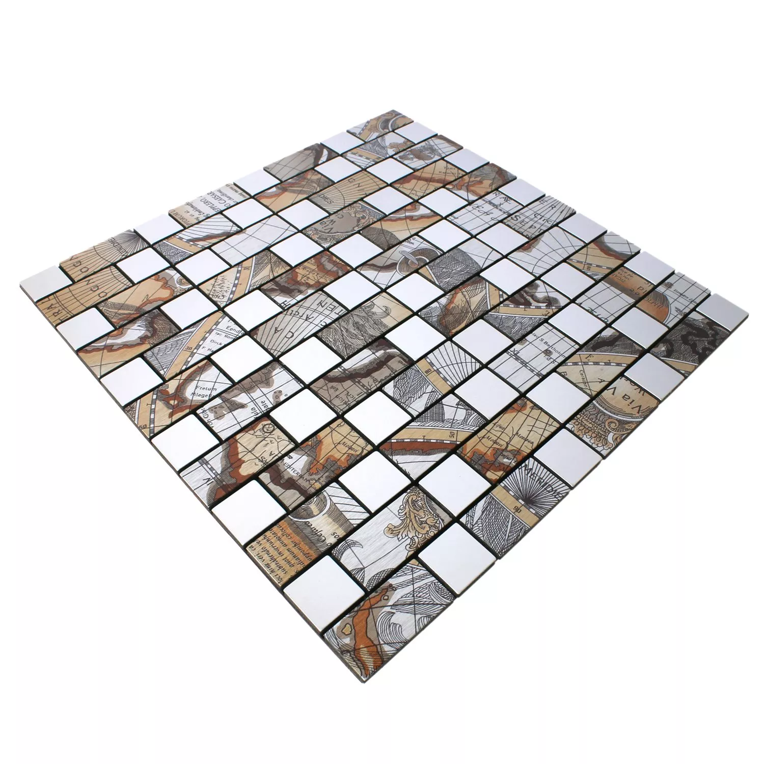 Sample Mosaic Tiles Metal Self Adhesive Pinta  Silver Rectangle