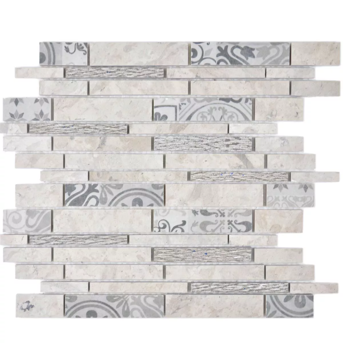 Ceramic Mosaic Tiles Mythos Sticks Grey Beige