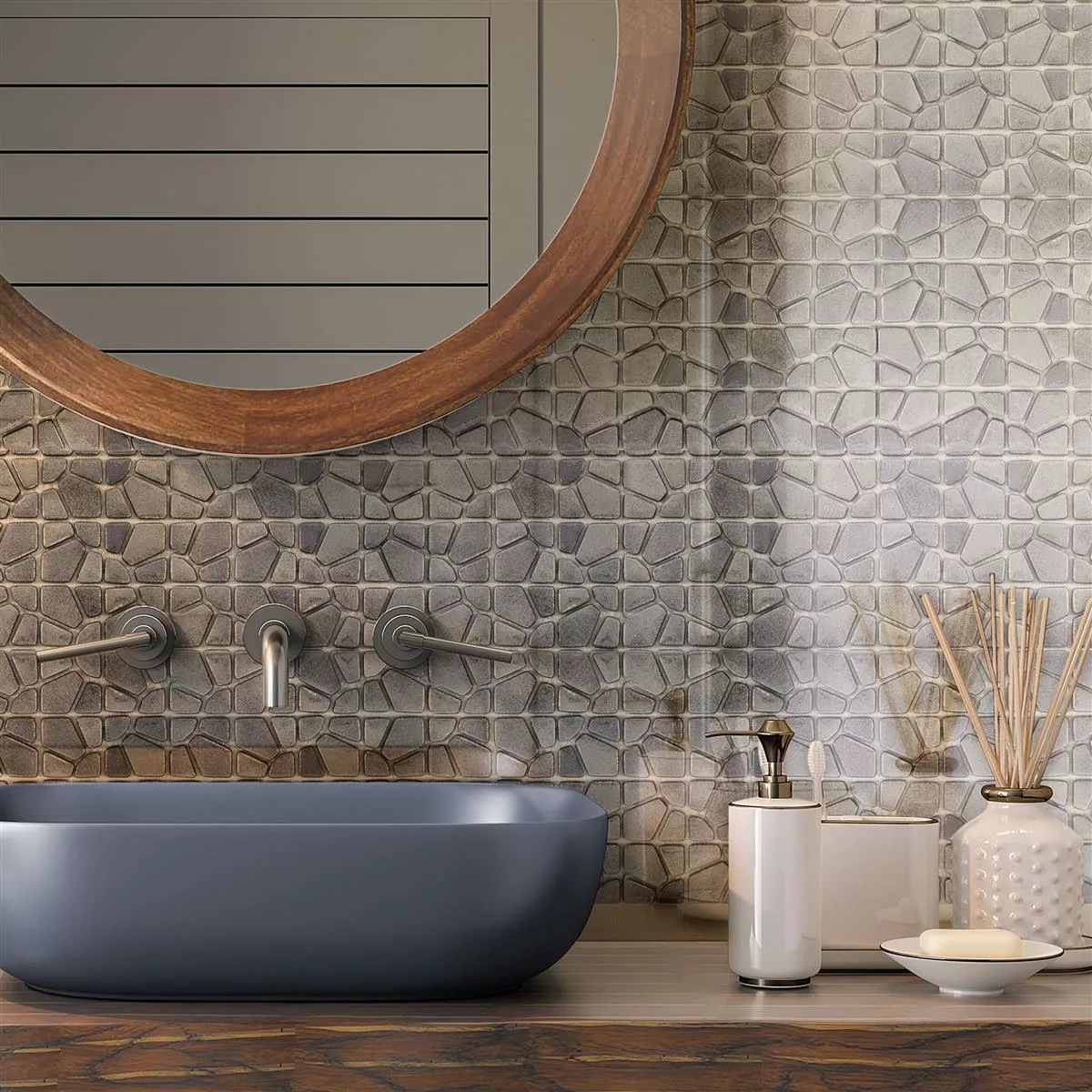 Sample Glass Mosaic Tiles Amora Grey