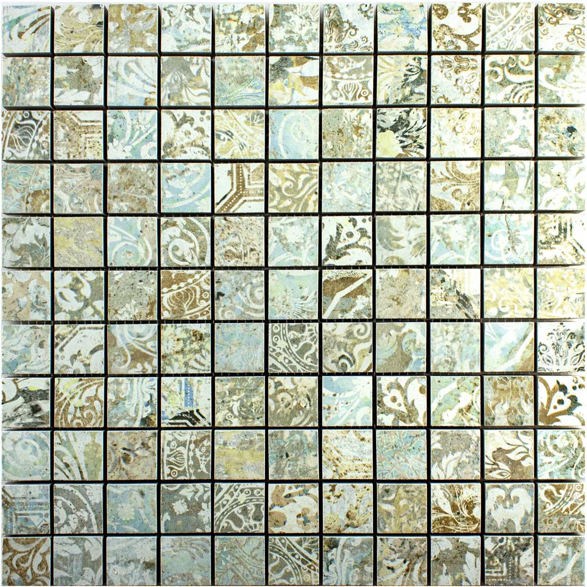 Ceramic Mosaic Tiles Bellona Effect Light Colored 25x25mm