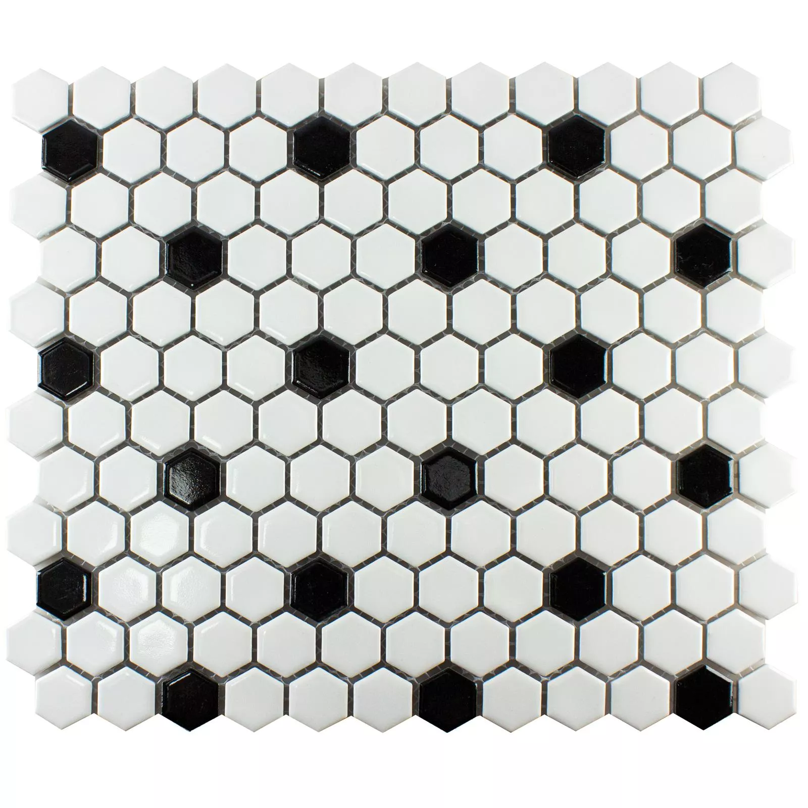 Ceramic Mosaic Tile Gosford Black Blanc