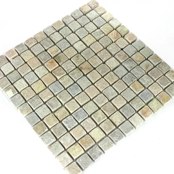 Sample Mosaic Tiles Natural Stone Quartzite Beige Mix