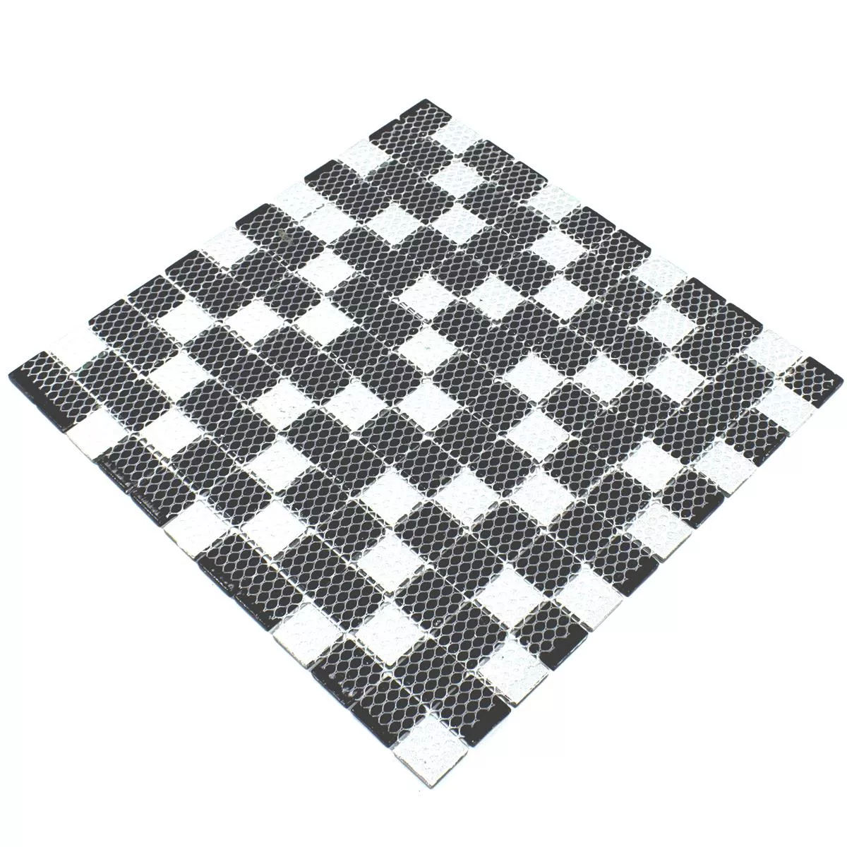 Mosaic Tiles Glass Bonnie Crystal Structure Black Silver Grey