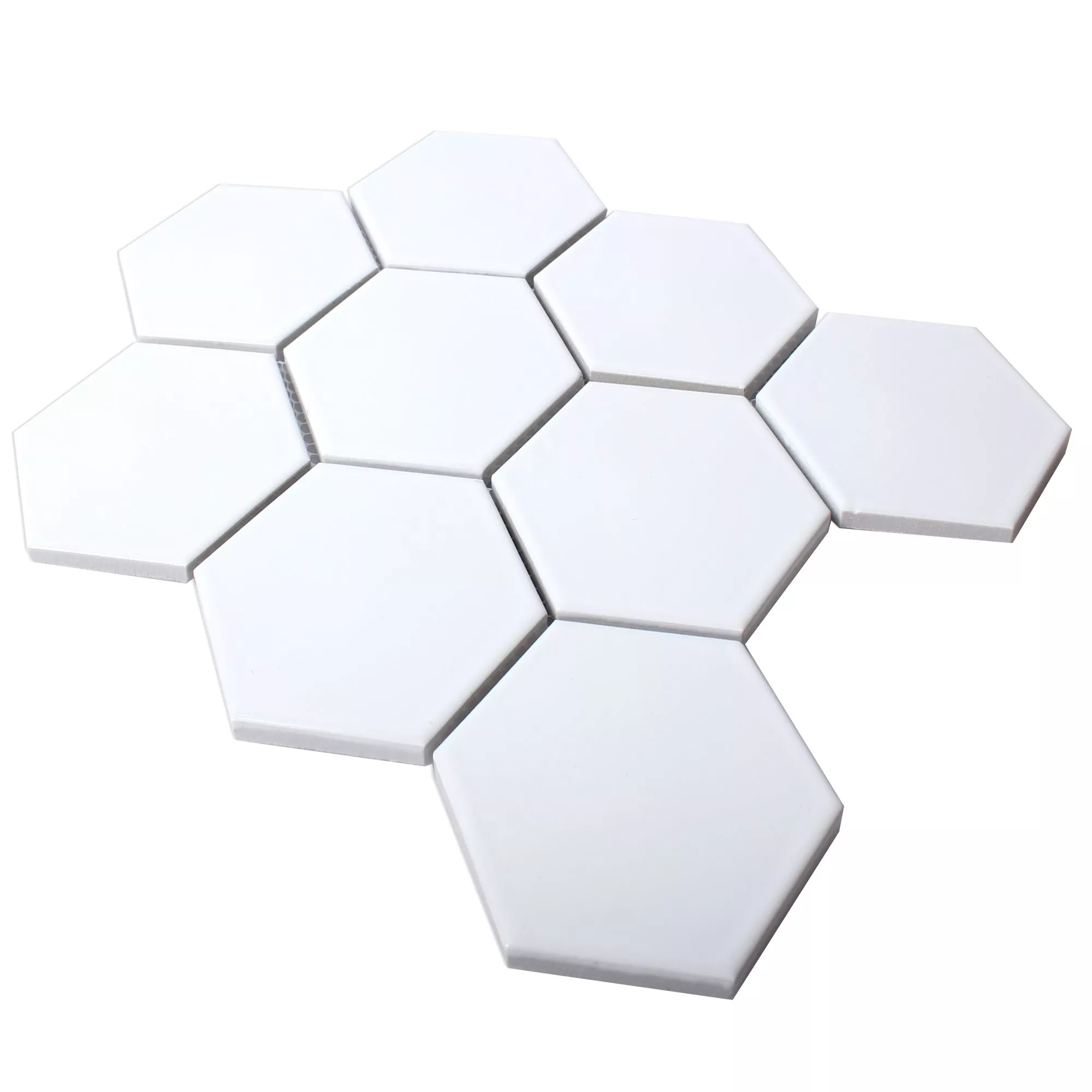 Ceramic Mosaic Tiles Hexagon Salamanca White Mat H95