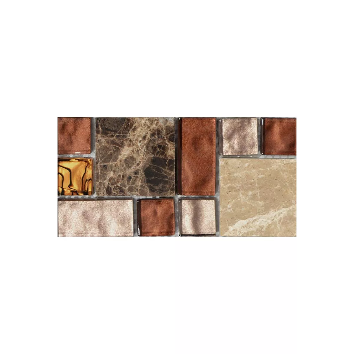 Sample Glass Mosaic Natural Stone Tiles Lambada Brown Beige ix