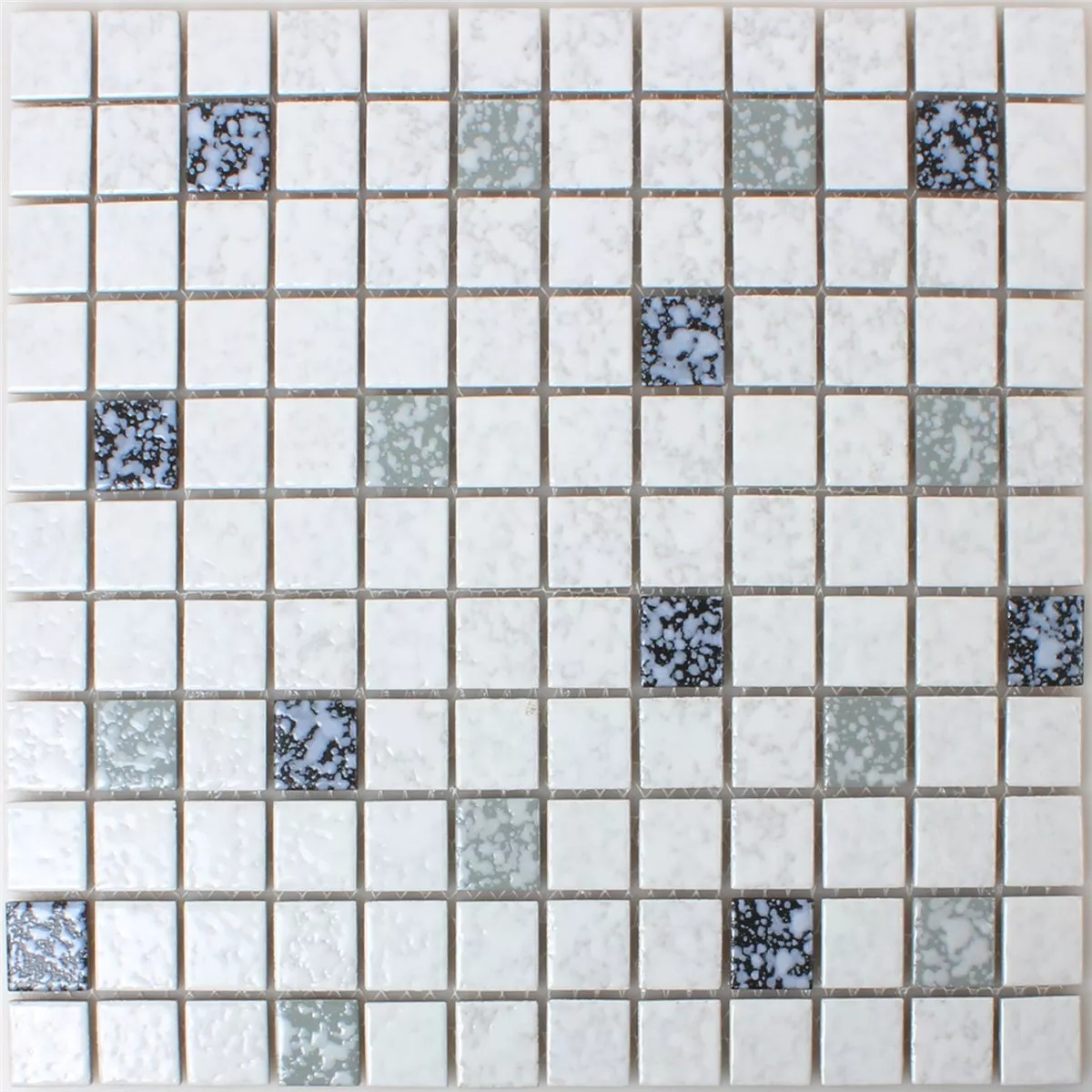 Sample Mosaic Tiles Ceramic White Black Beaten