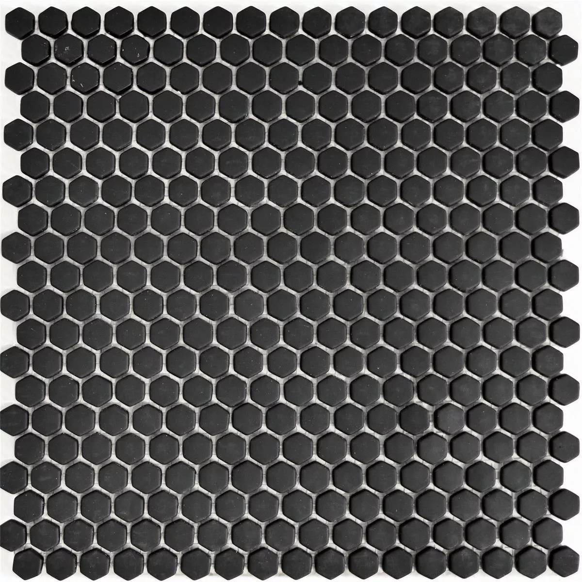 Sample Glass Mosaic Tiles Kassandra Hexagon Black Mat