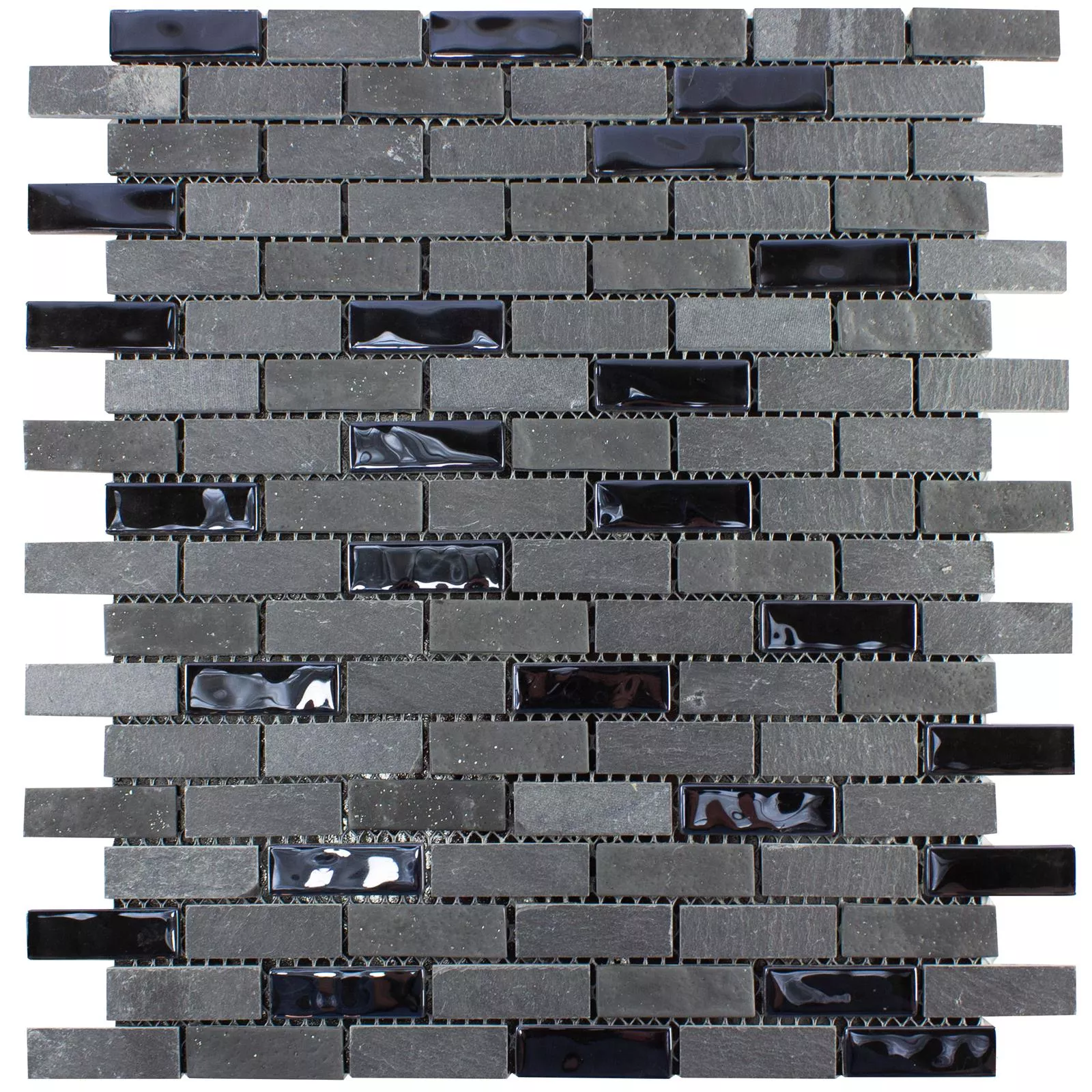 Glass Natural Stone Mosaic Concetto Self Adhesive Black