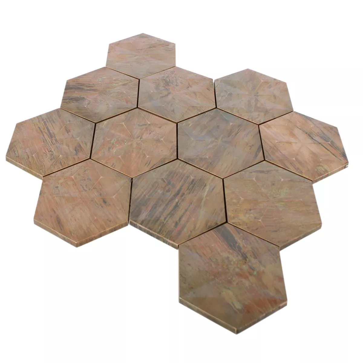 Sample Metal Copper Mosaic Tiles Myron Hexagon 3D