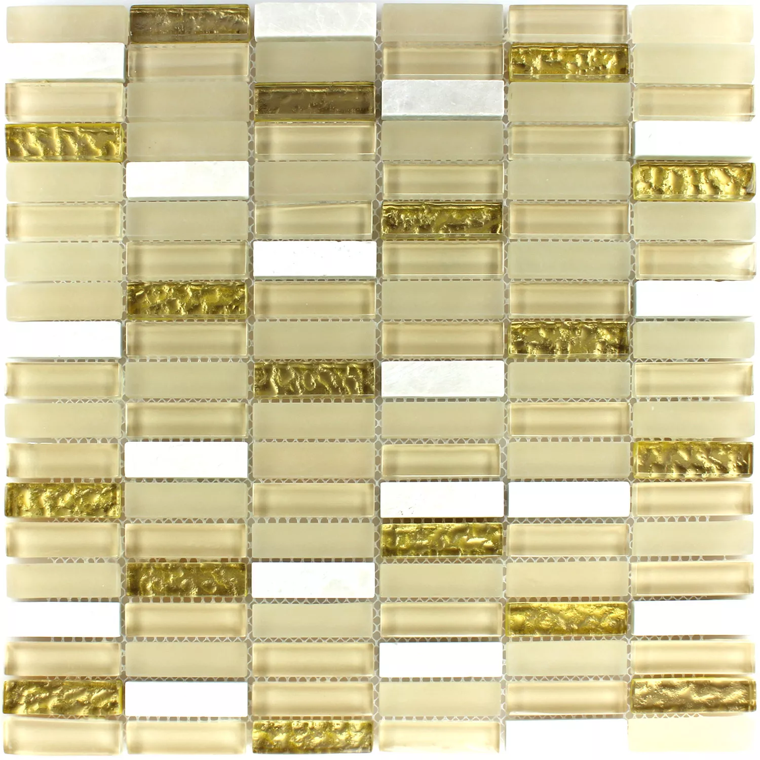 Sample Mosaic Tiles Glass Marble White Gold Mix