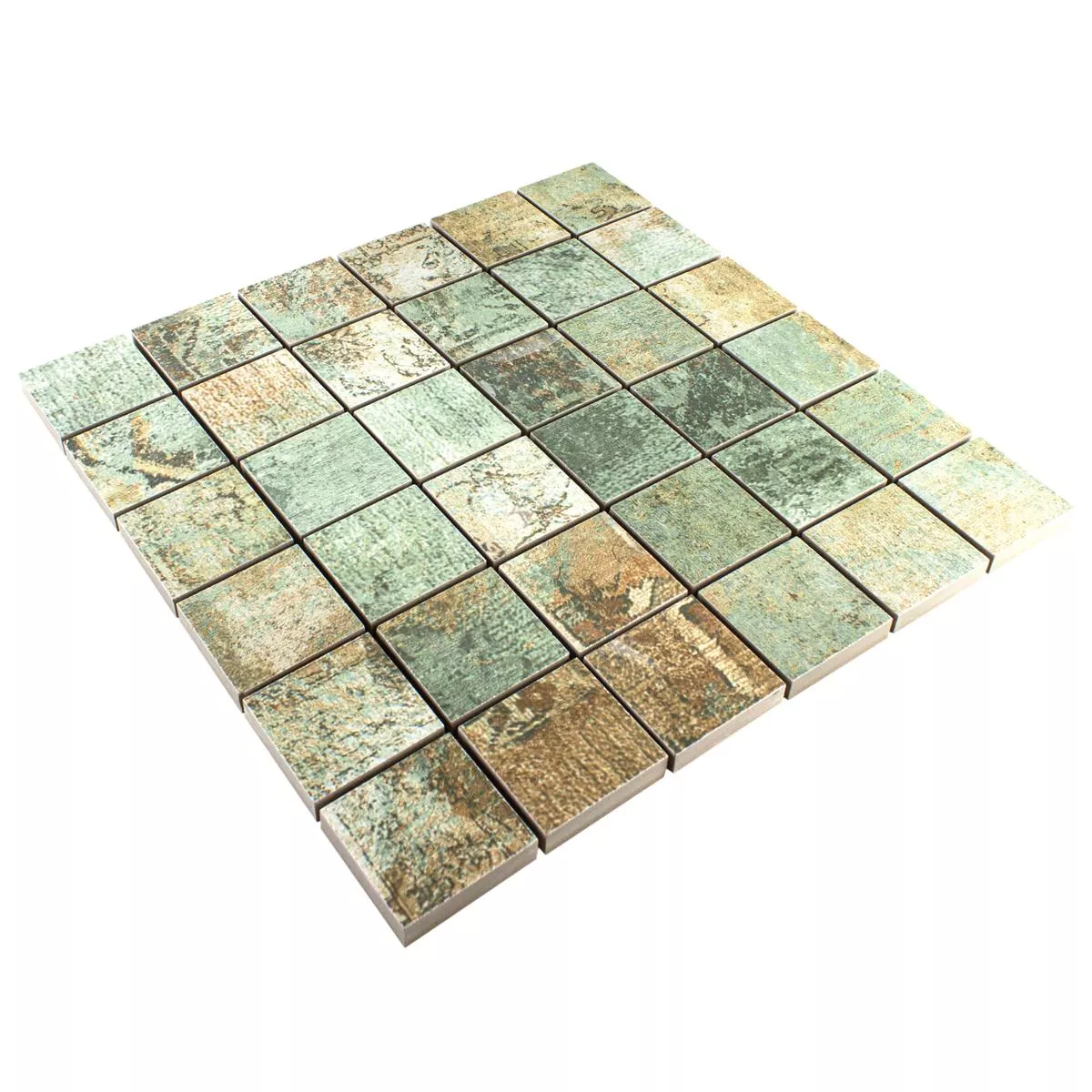 Ceramic Mosaic Tiles Moonlight Brown Green 47x47mm