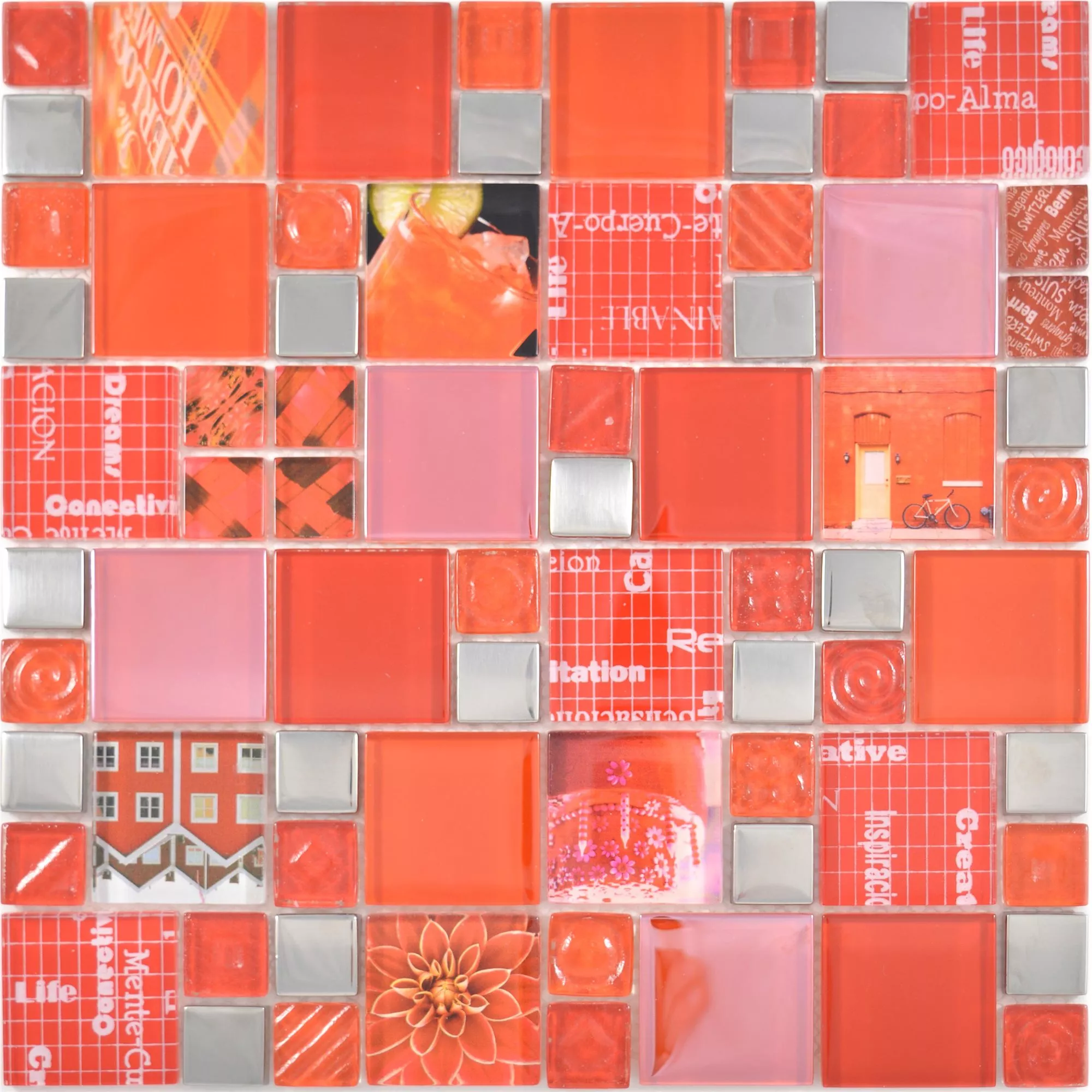 Sample Glass Mosaic Tiles Nemesis Red
