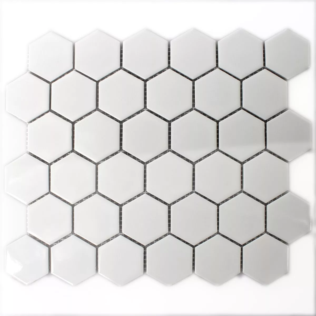 Mosaic Tiles Ceramic Hexagon White Glossy