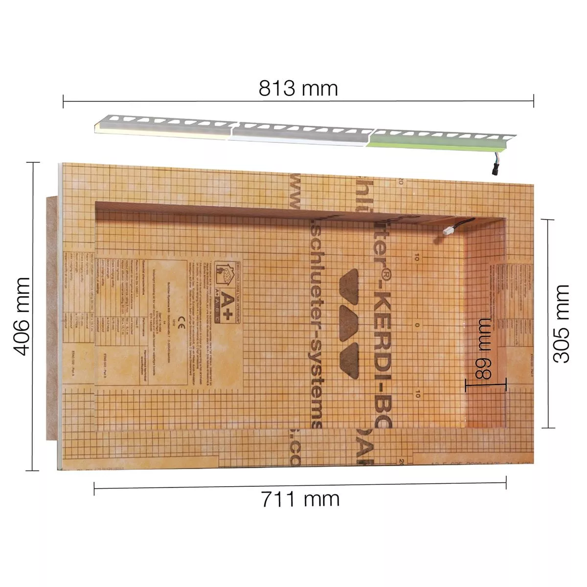 Schlüter Kerdi Board NLT niche set LED lighting