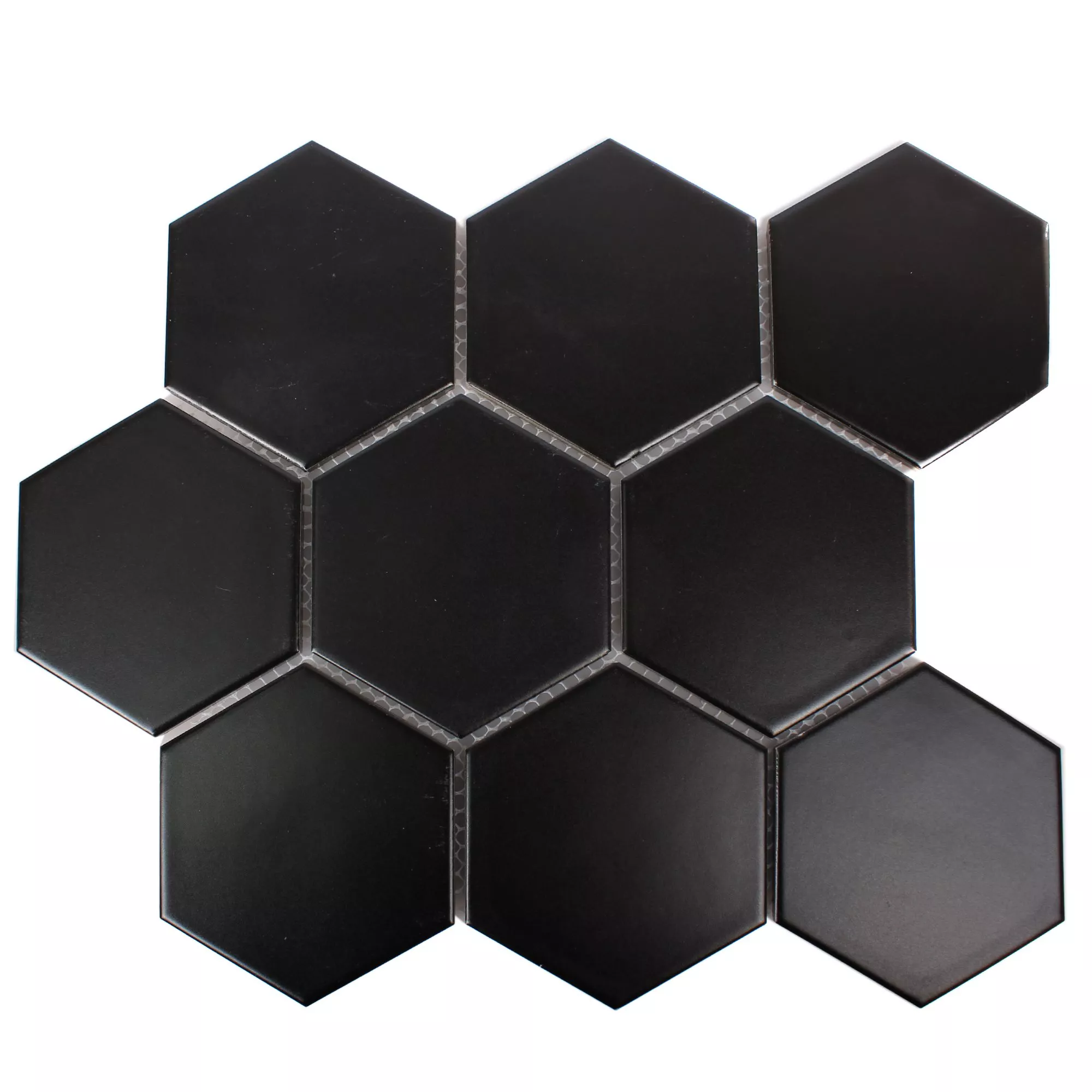 Sample Ceramic Mosaic Tiles Hexagon Salamanca Black Mat H95